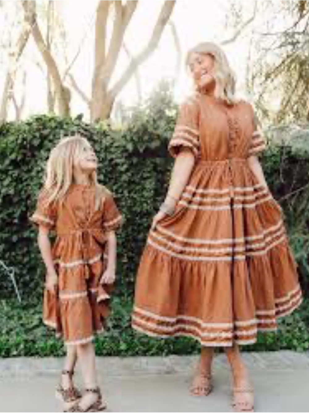 Ivy City Co.  Girls' Santorini Brown Tiered Cotton Dress with Contrast Trim